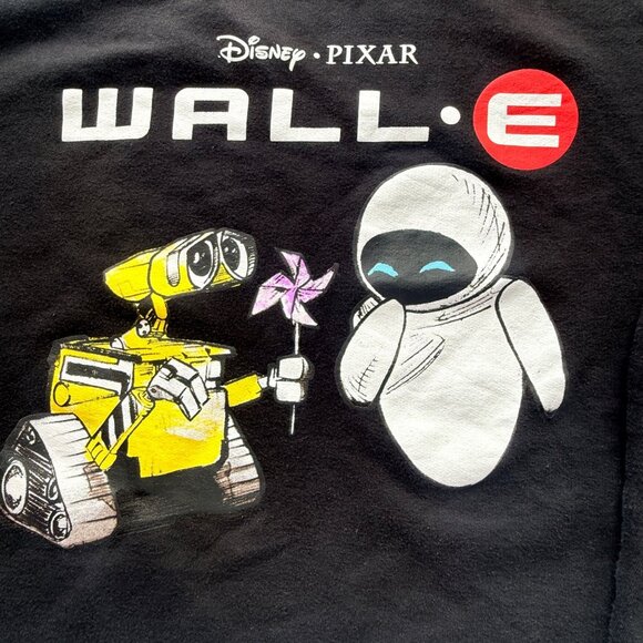 Disney Pixar WALL-E & EVE First Date Cropped Sweatshirt S Black Graphic - Picture 3 of 7